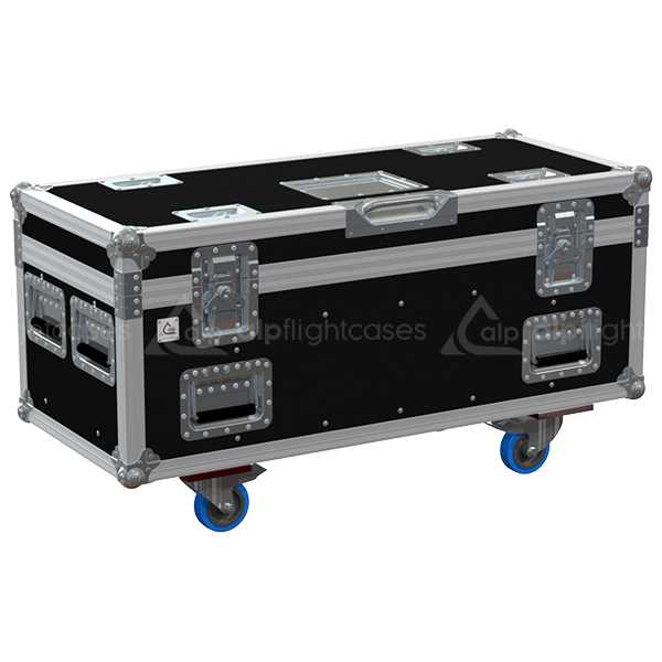 Front view of ALP professional flight case for 2x Verlinde SM5 0.5T motors with wheels
