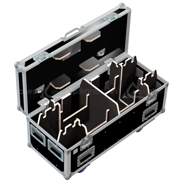 Empty interior view of ALP flight case for 2x Verlinde SM5 0.5T motors