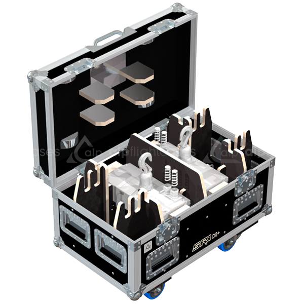 Open ALP flight case loaded with 2x Verlinde SR1 D8+ 0.25T motors secured inside