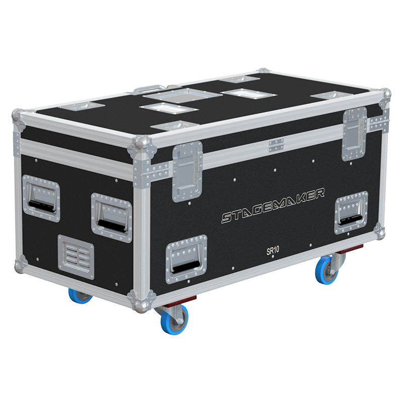 Rear view of ALP touring flight case designed for 2x Verlinde Stagemaker SR10 motors.