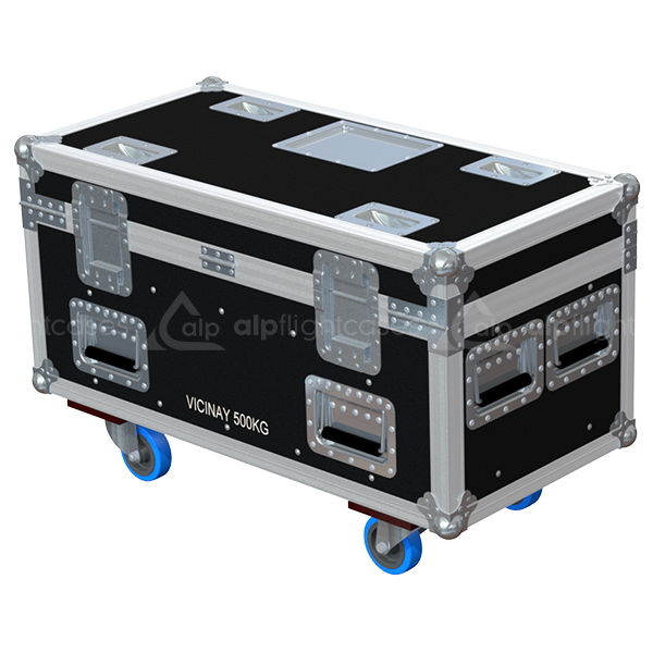 Rear view of ALP touring flight case designed for 2x Vicinay 0.5T motors