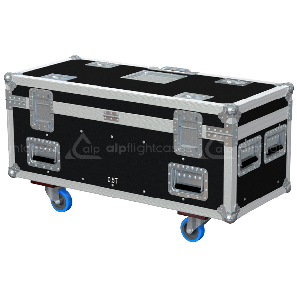 Rear view of ALP touring flight case designed for 2x Vicinay 0.5T V2 motors